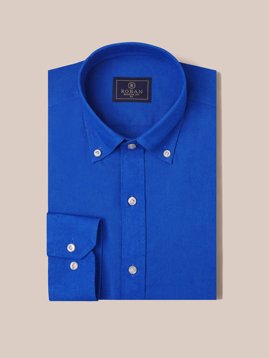 PLAIN WASHED COTTON LINEN REGULAR FIT SHIRT