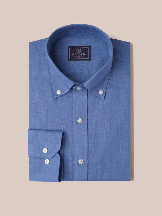 PLAIN WASHED COTTON LINEN REGULAR FIT SHIRT