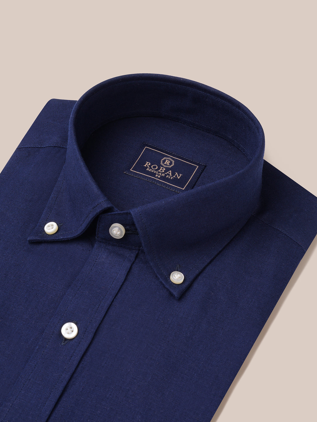 PLAIN WASHED COTTON LINEN REGULAR FIT SHIRT