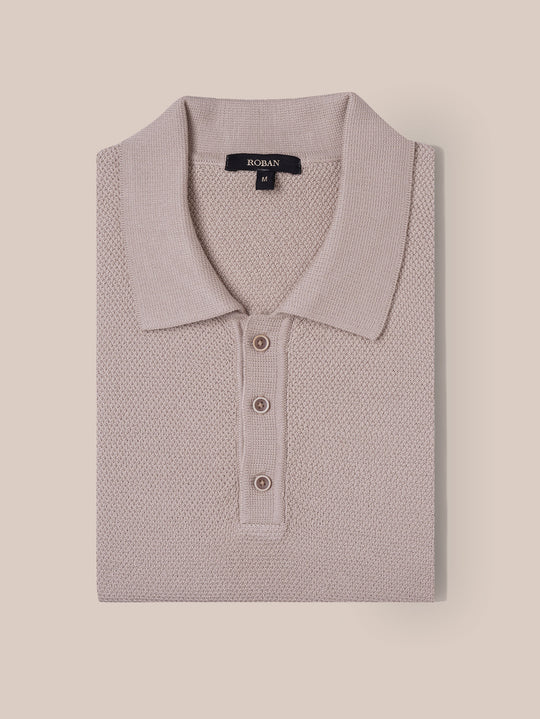 AJOUR KNITTED POLO SHIRT