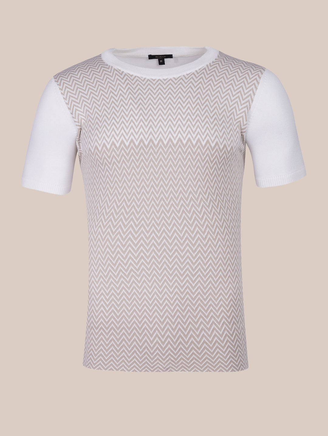 COTTON ZEGZAG STYLE KNITTED CREWNECK T-SHIRT