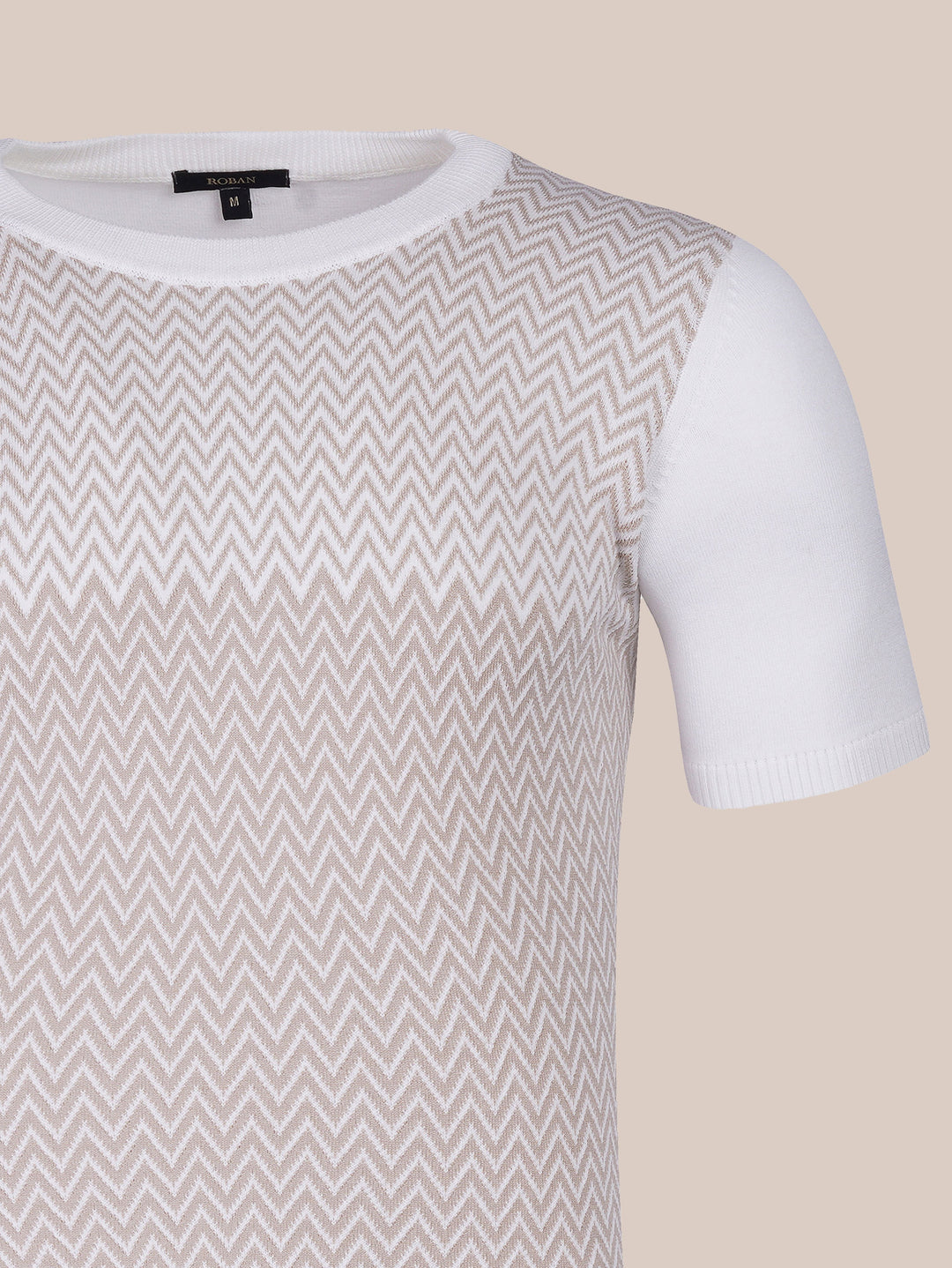 COTTON ZEGZAG STYLE KNITTED CREWNECK T-SHIRT