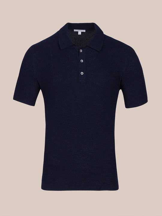 AJOUR KNITTED POLO SHIRT