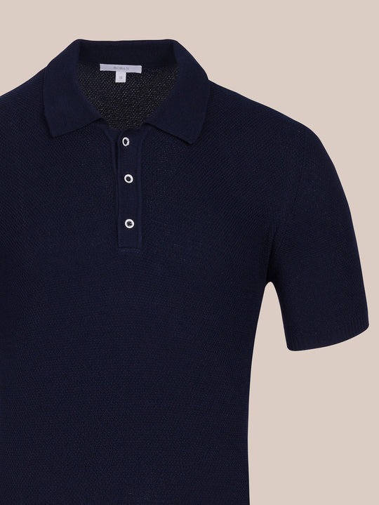 AJOUR KNITTED POLO SHIRT