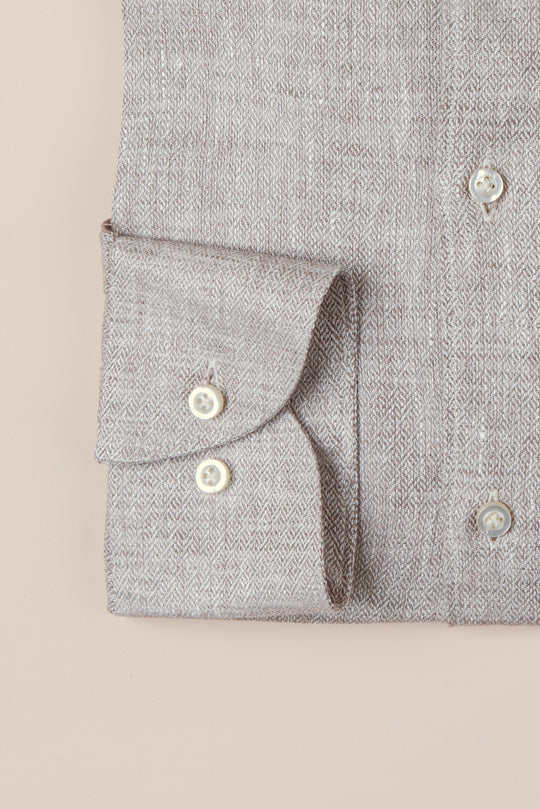 TEXTURED PLAIN TEXTURED WASHED LINEN REGULAR FIT SHIRT