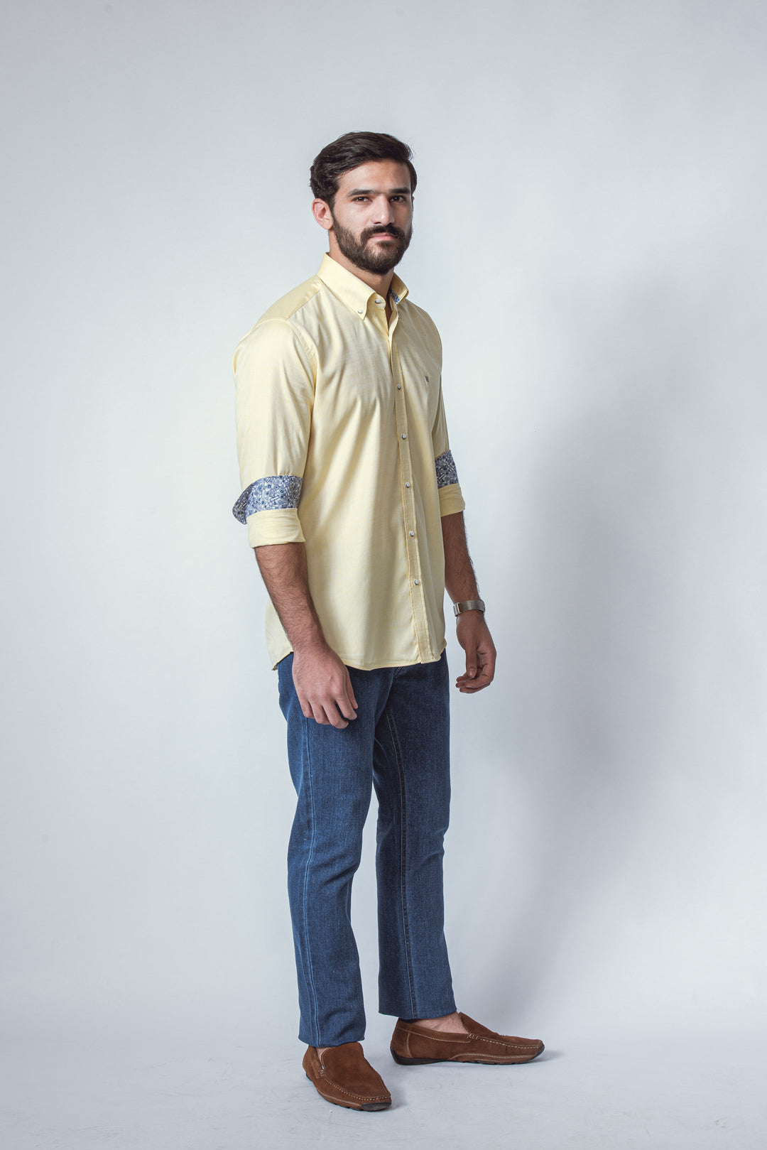 TEXTURED SLIM FIT SLUB COTTON SHIRT