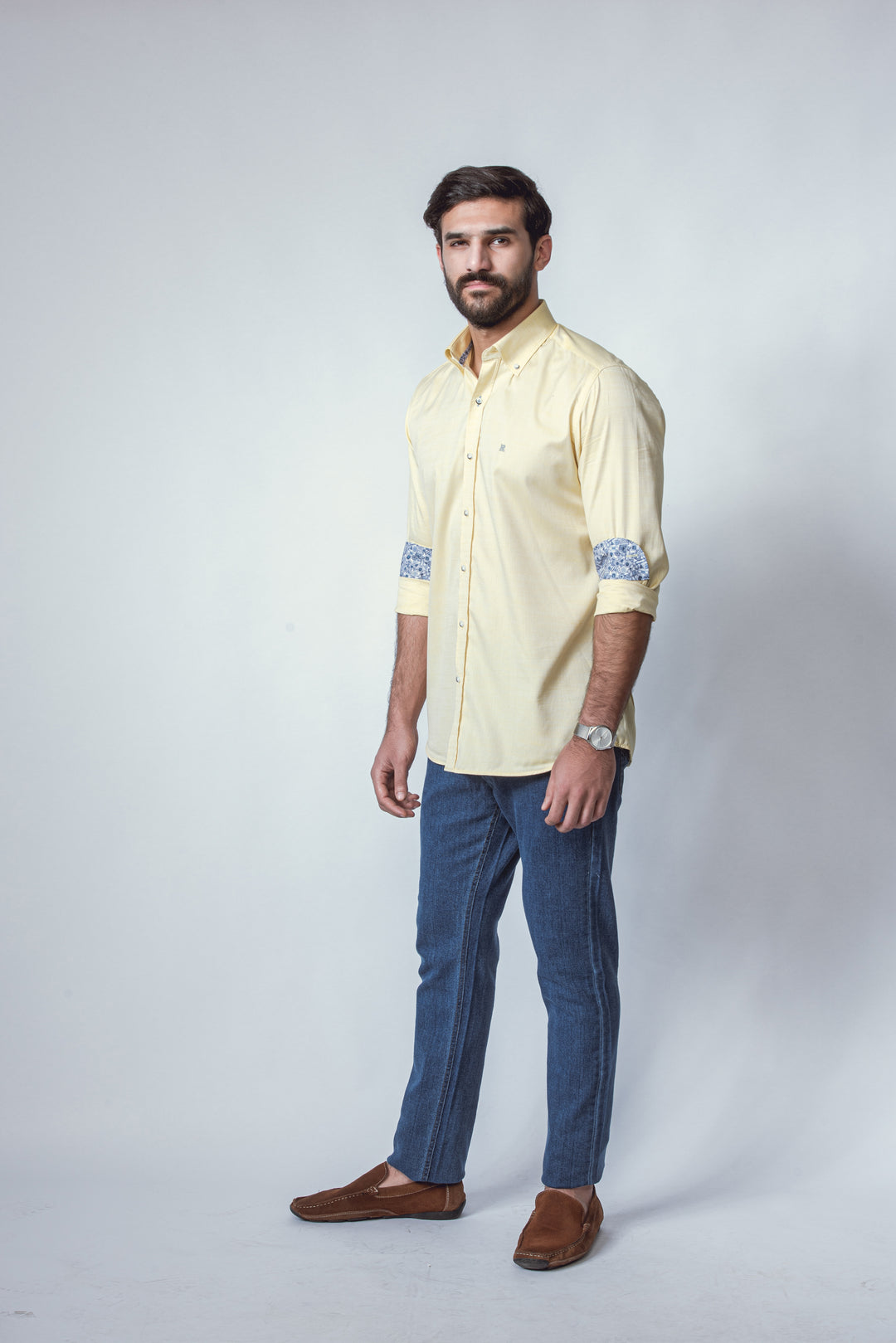 TEXTURED SLIM FIT SLUB COTTON SHIRT