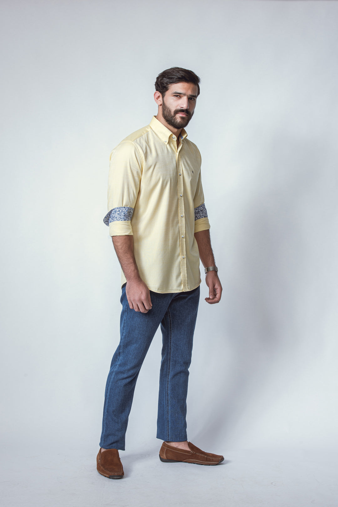 TEXTURED SLIM FIT SLUB COTTON SHIRT