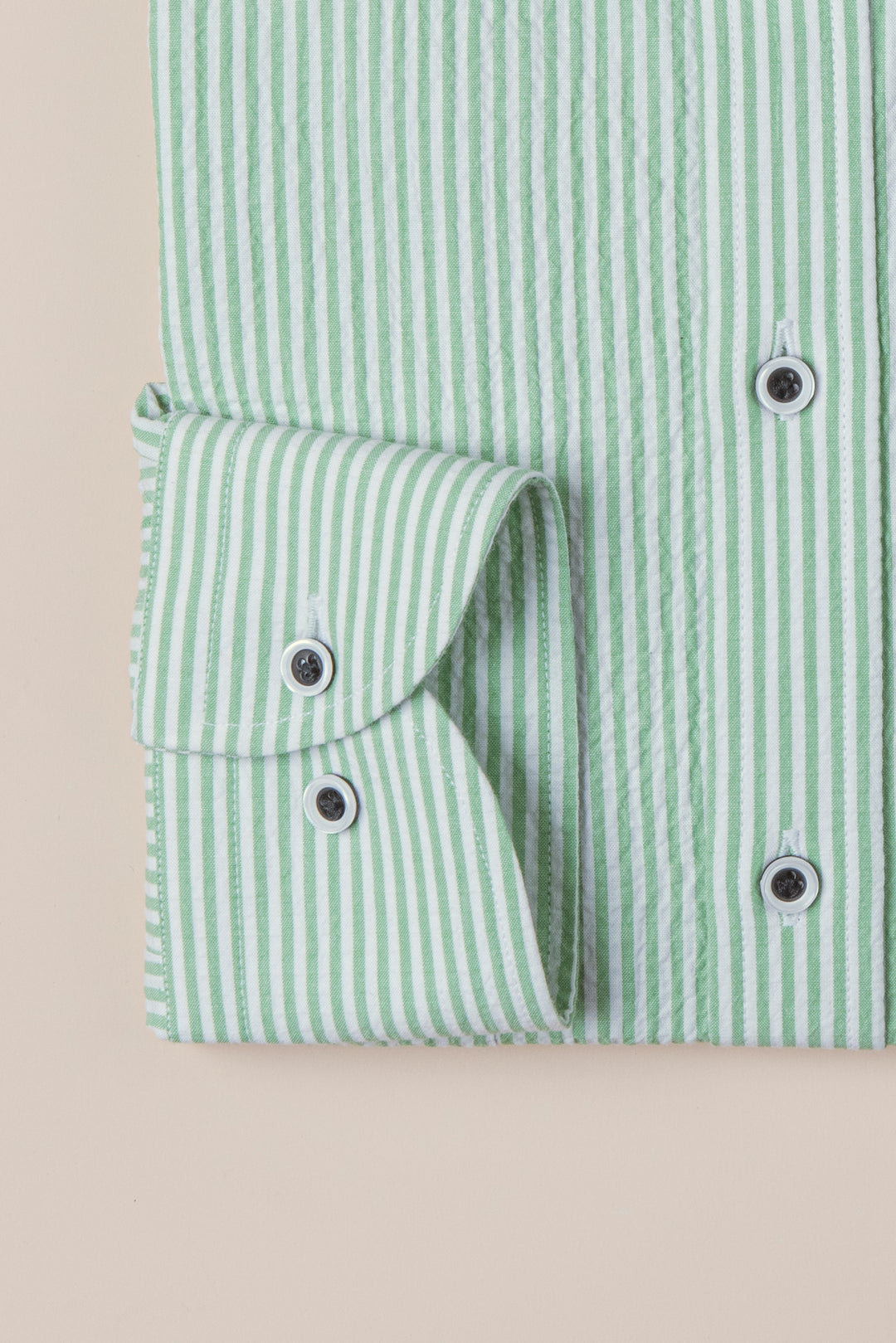 STRIPED CRINKLE-RIBBED COTTON SLIM FIT  SHIRT