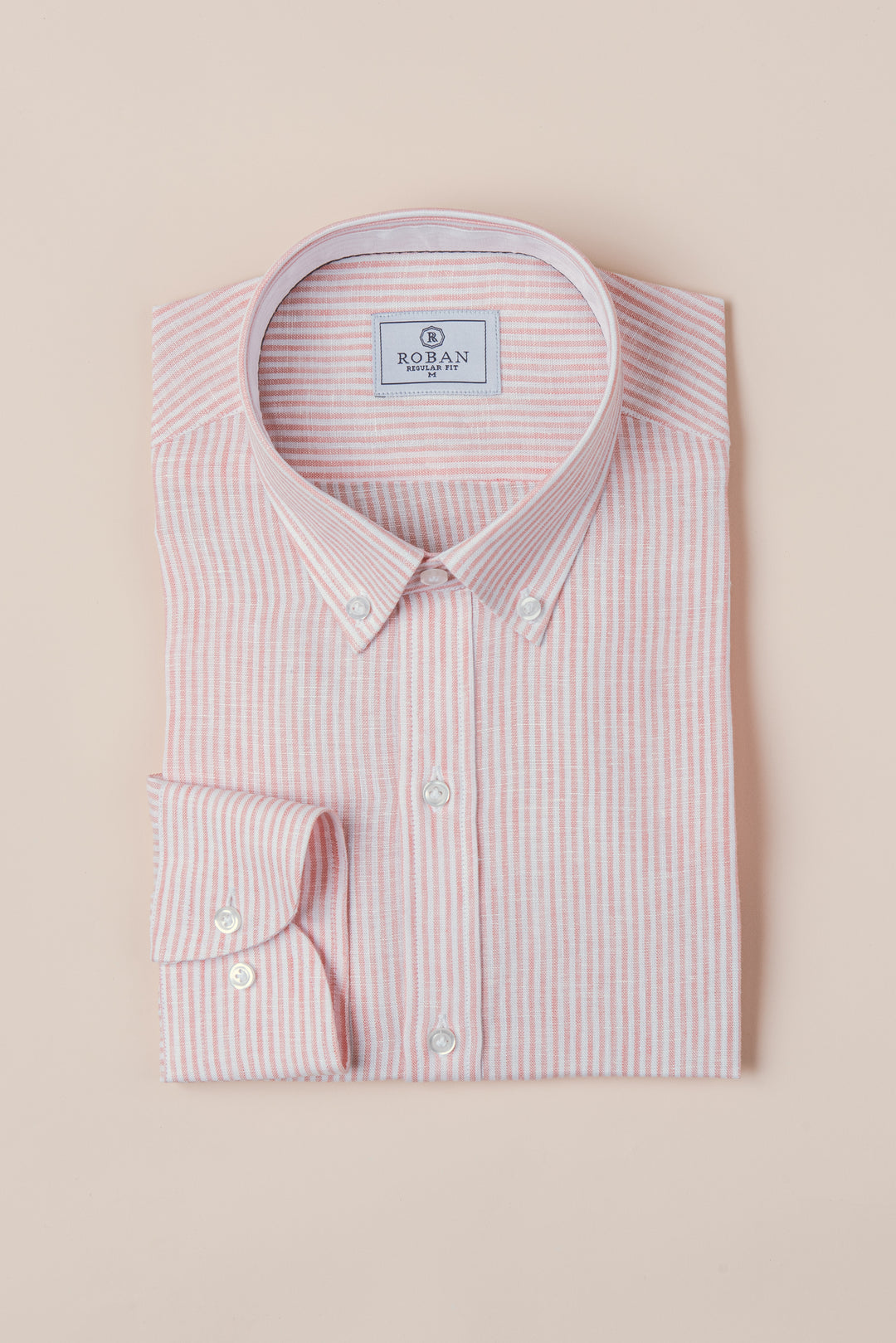 STRIBED WASHED LINEN REGULAR FIT SHIRT