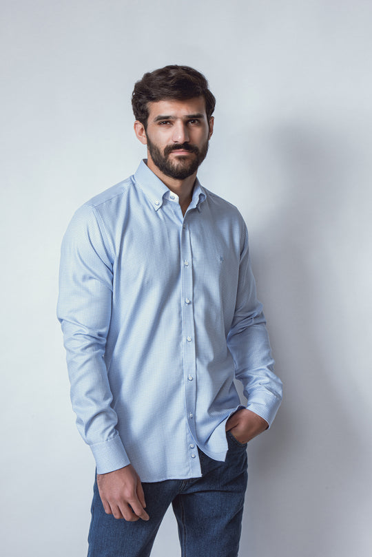 TEXTURED COTTON SLIM FIT SHIRT