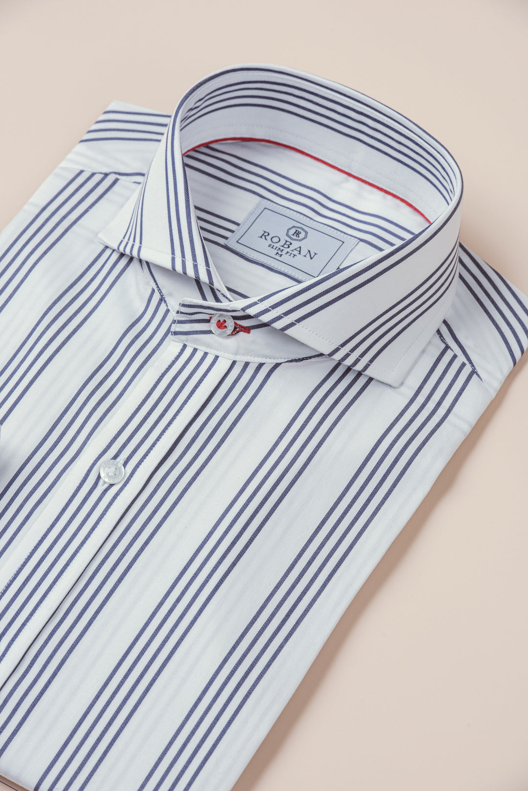 WHITE STRIPED COTTON SLIM FIT SHIRT