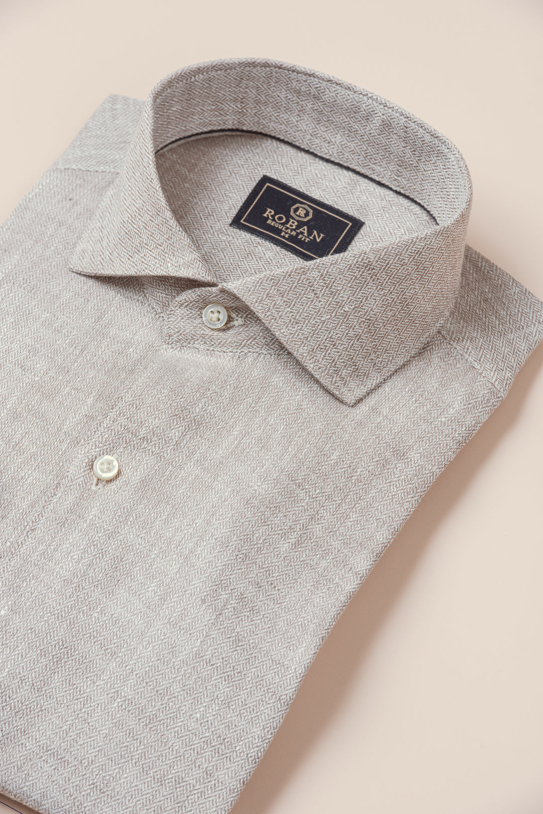 TEXTURED PLAIN TEXTURED WASHED LINEN REGULAR FIT SHIRT