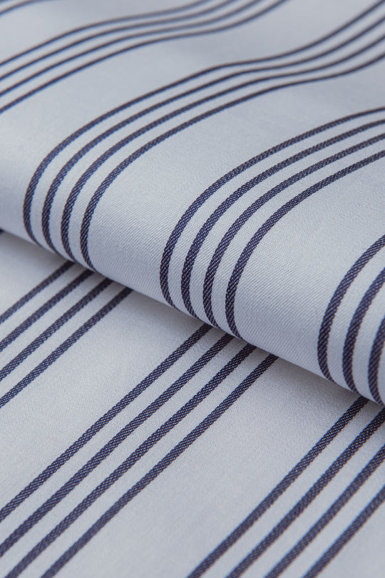 WHITE STRIPED COTTON SLIM FIT SHIRT