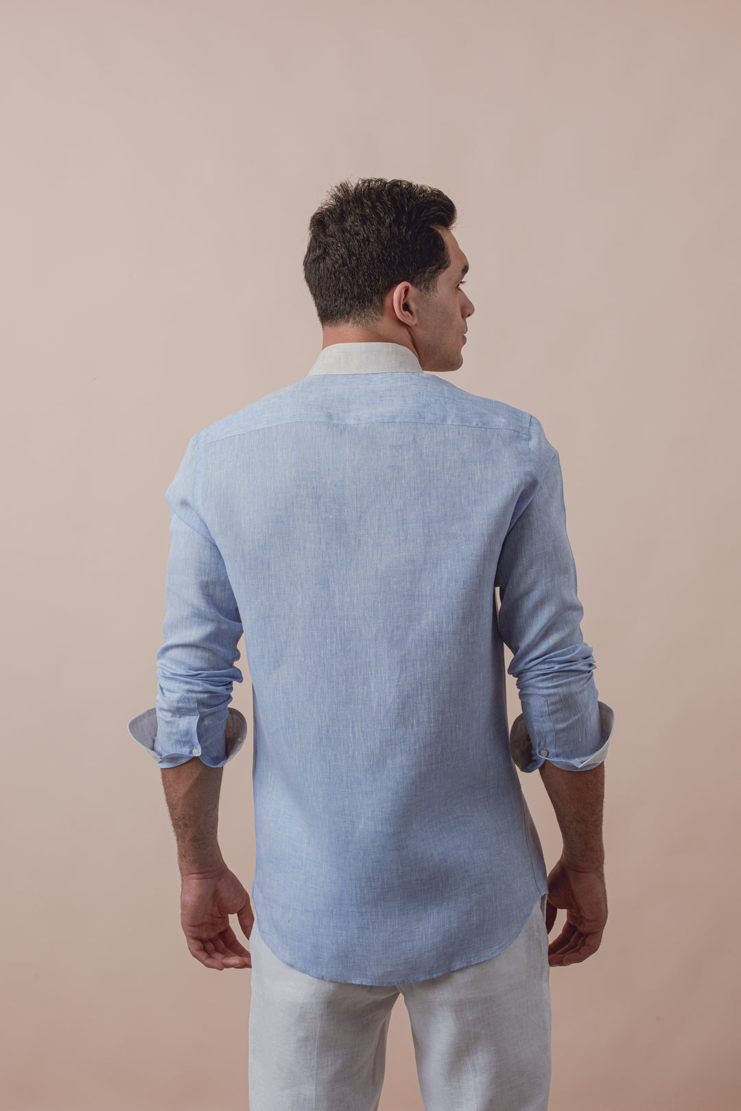 PLAIN WASHED LINEN REGULAR FIT SHIRT