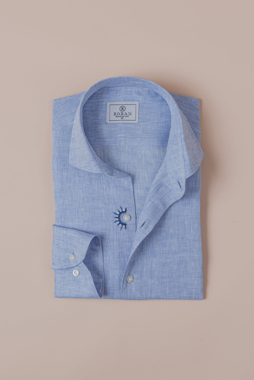 PLAIN WASHED LINEN REGULAR FIT SHIRT