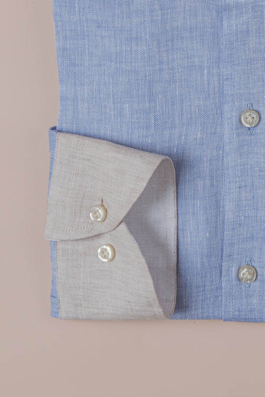 PLAIN WASHED LINEN REGULAR FIT SHIRT