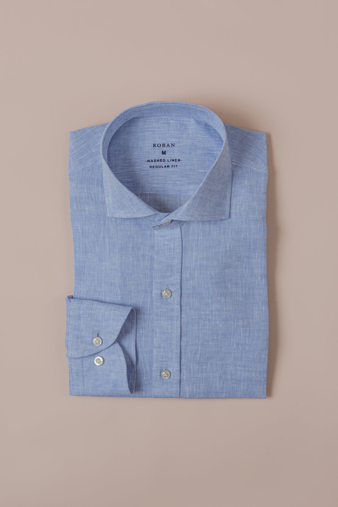 PLAIN WASHED LINEN REGULAR FIT SHIRT