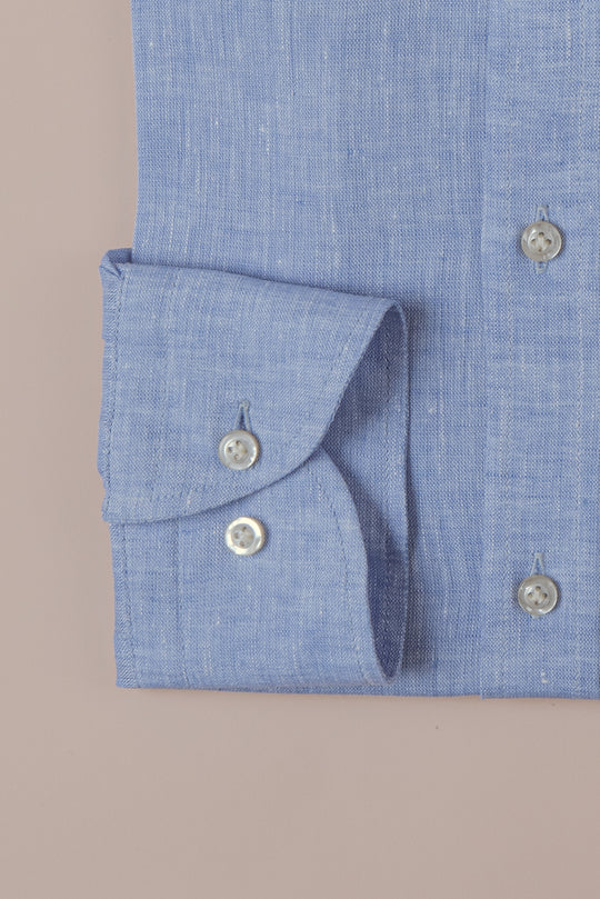 PLAIN WASHED LINEN REGULAR FIT SHIRT