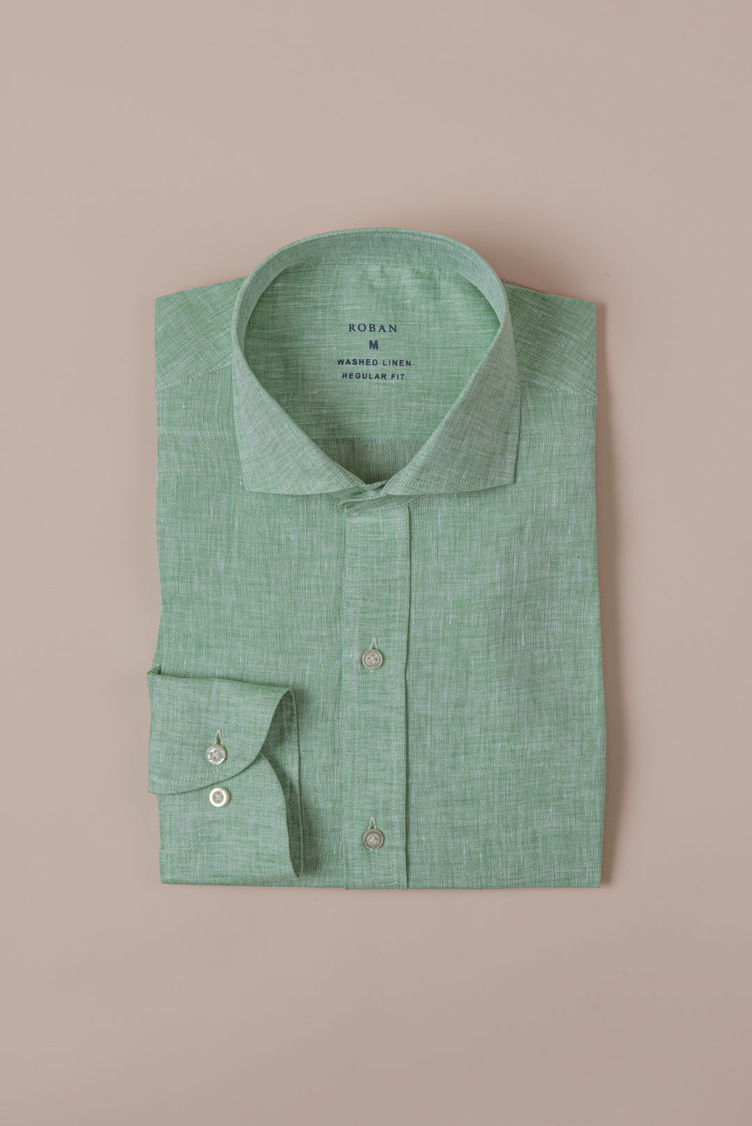 PLAIN WASHED LINEN REGULAR FIT SHIRT