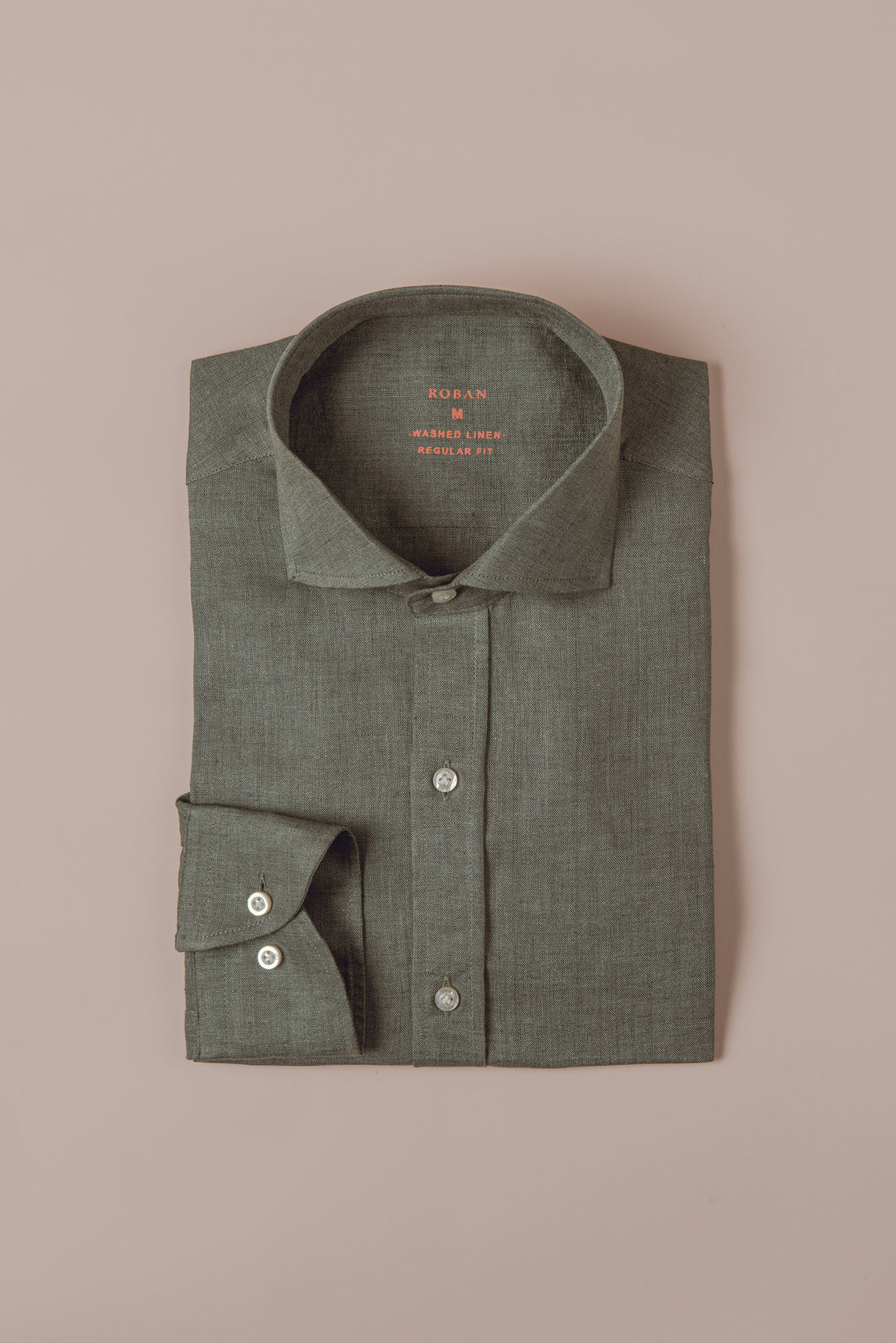 PLAIN WASHED LINEN REGULAR FIT SHIRT