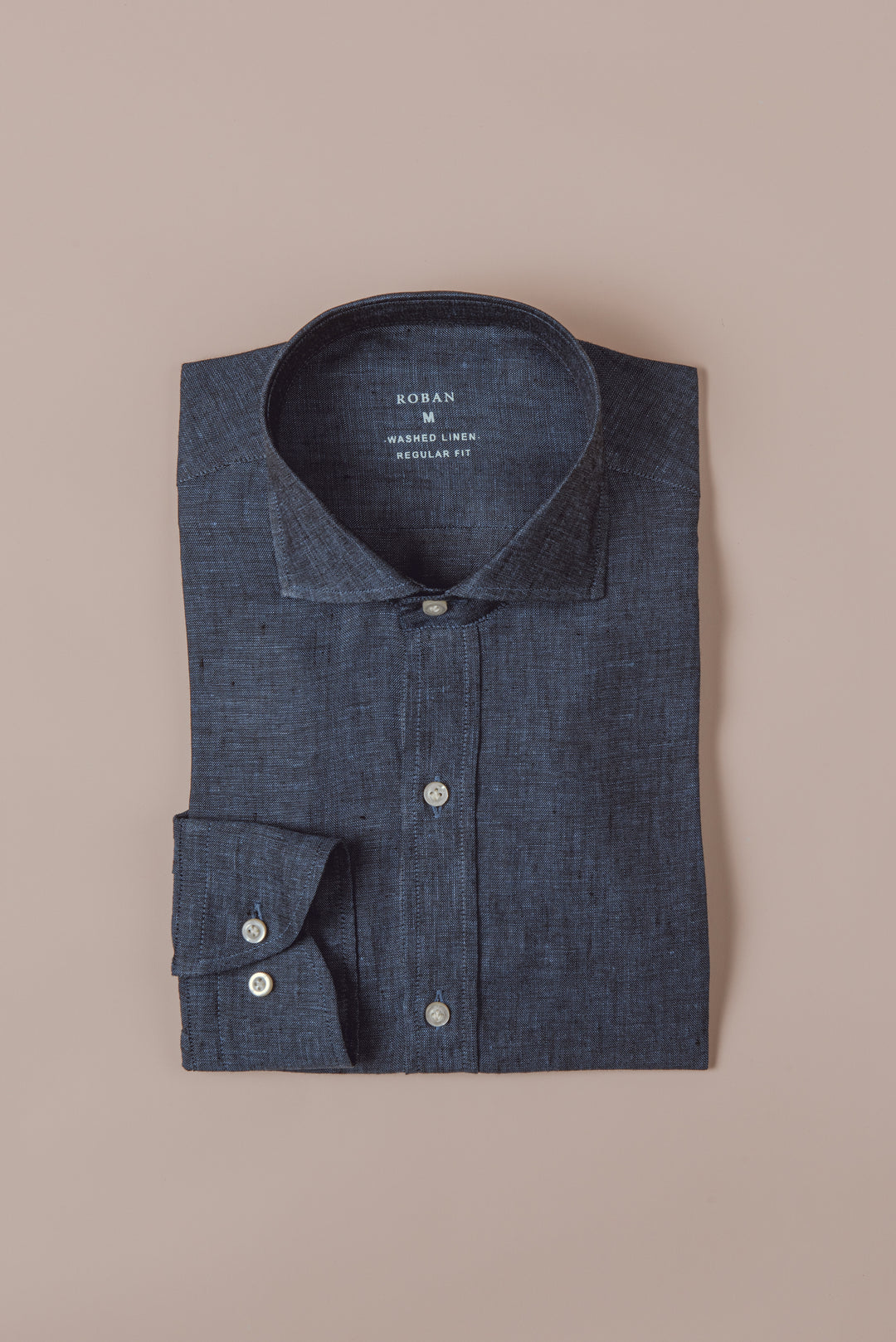 PLAIN WASHED LINEN REGULAR FIT SHIRT