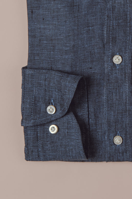 PLAIN WASHED LINEN REGULAR FIT SHIRT