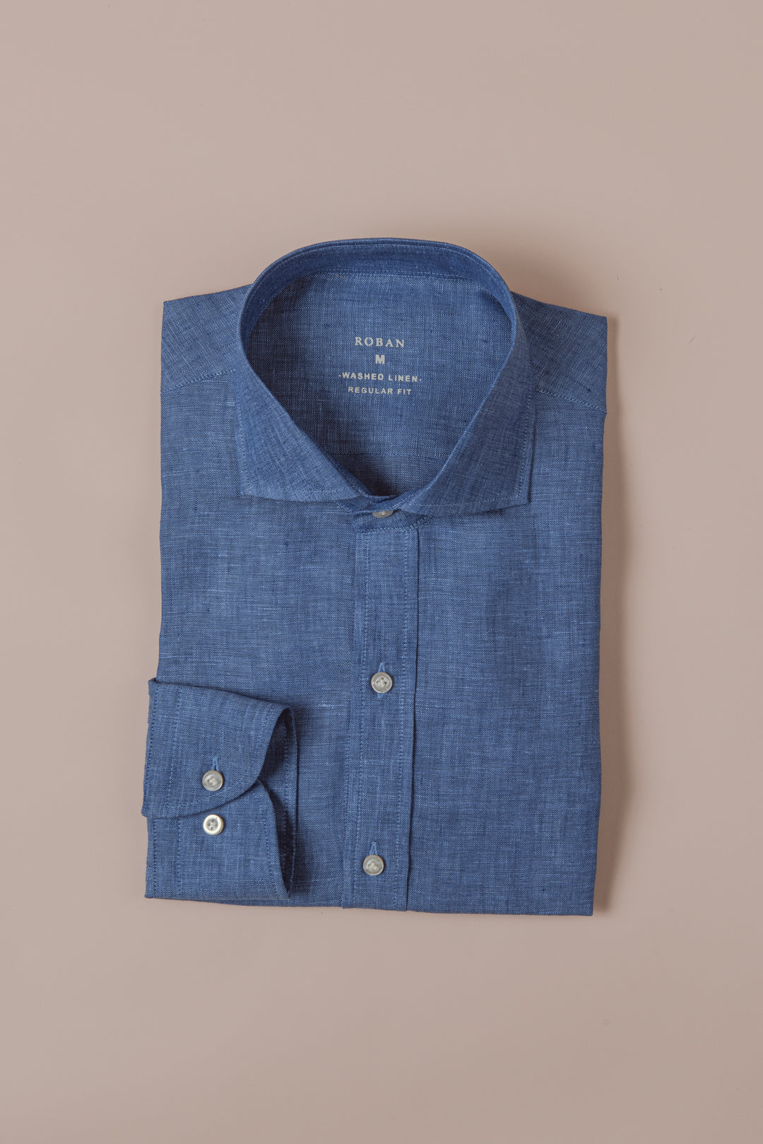 PLAIN WASHED LINEN REGULAR FIT SHIRT