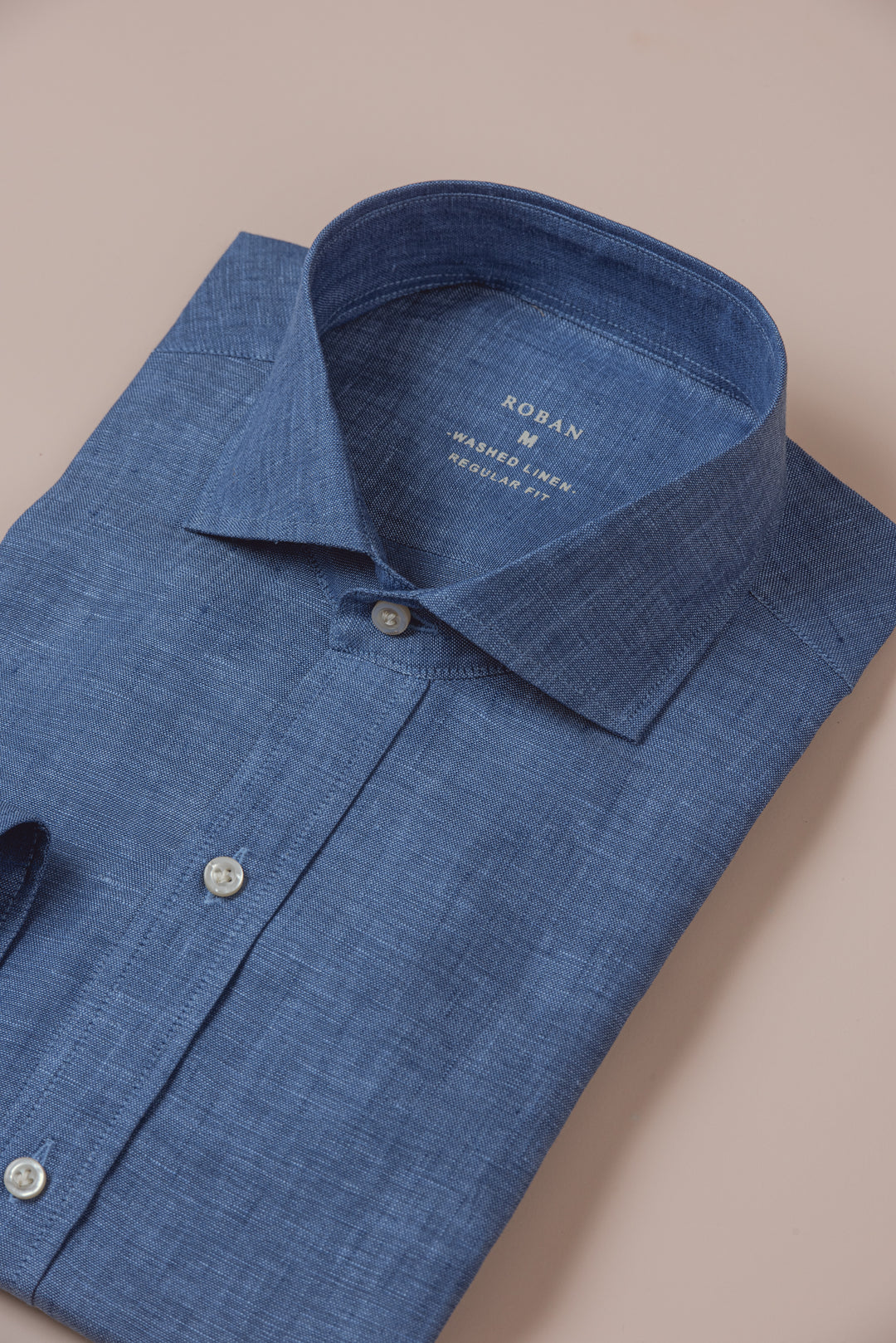 PLAIN WASHED LINEN REGULAR FIT SHIRT