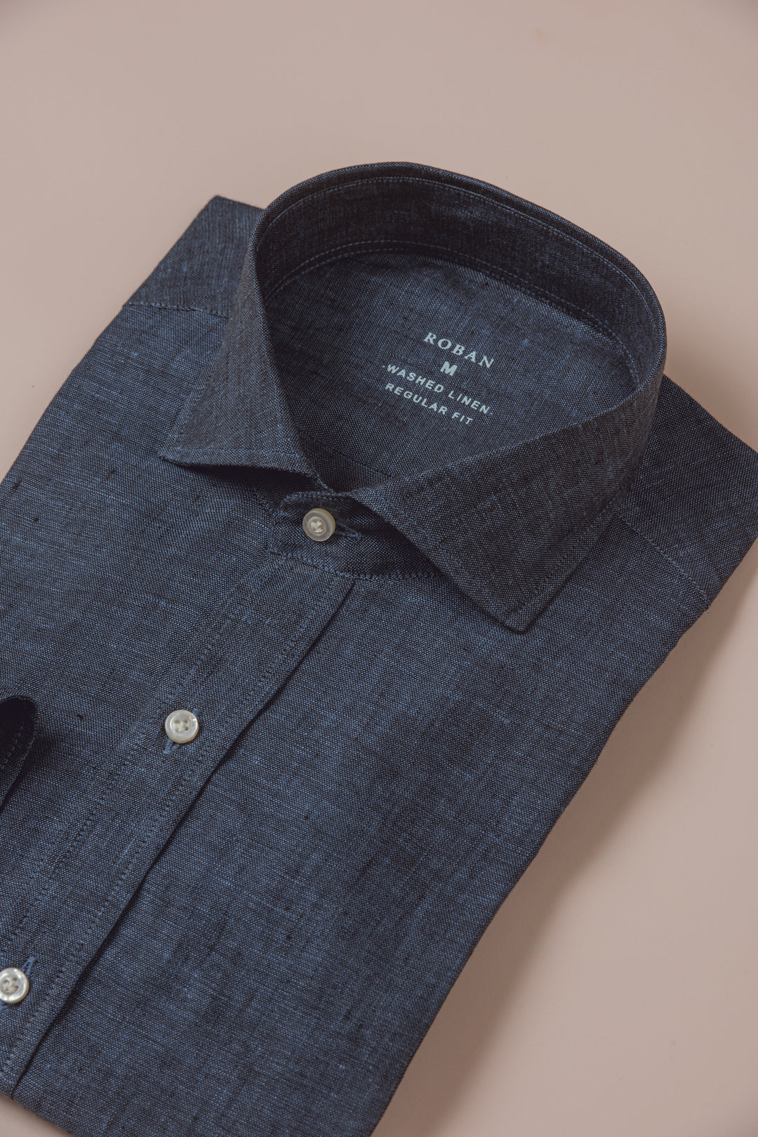 PLAIN WASHED LINEN REGULAR FIT SHIRT