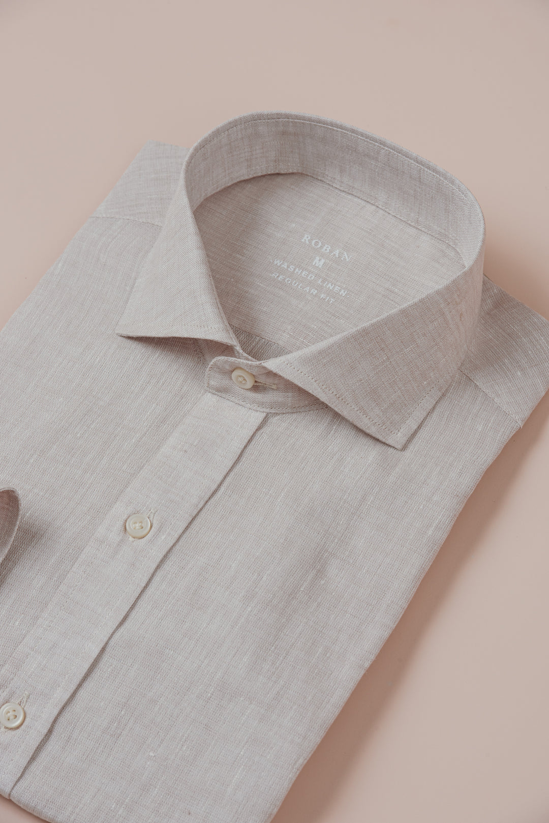 PLAIN WASHED LINEN REGULAR FIT SHIRT