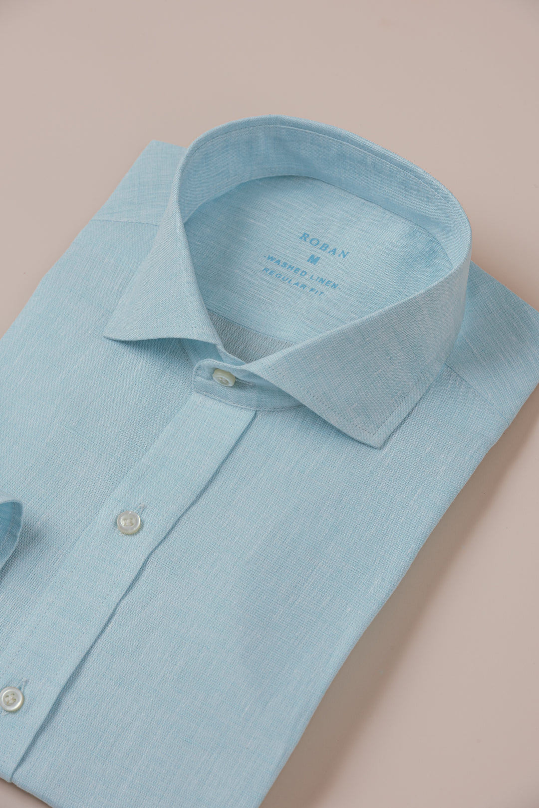 PLAIN WASHED LINEN REGULAR FIT SHIRT