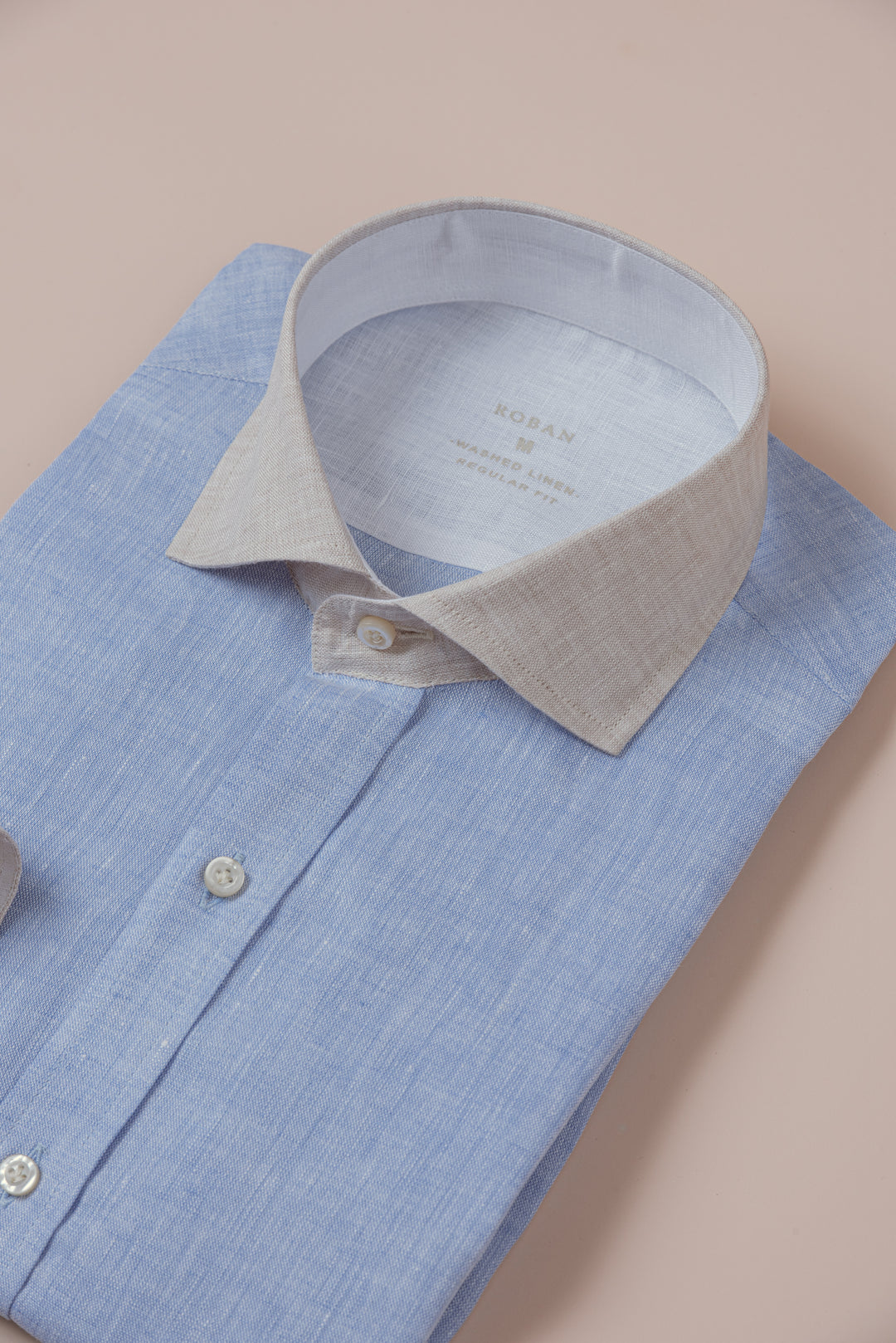 PLAIN WASHED LINEN REGULAR FIT SHIRT