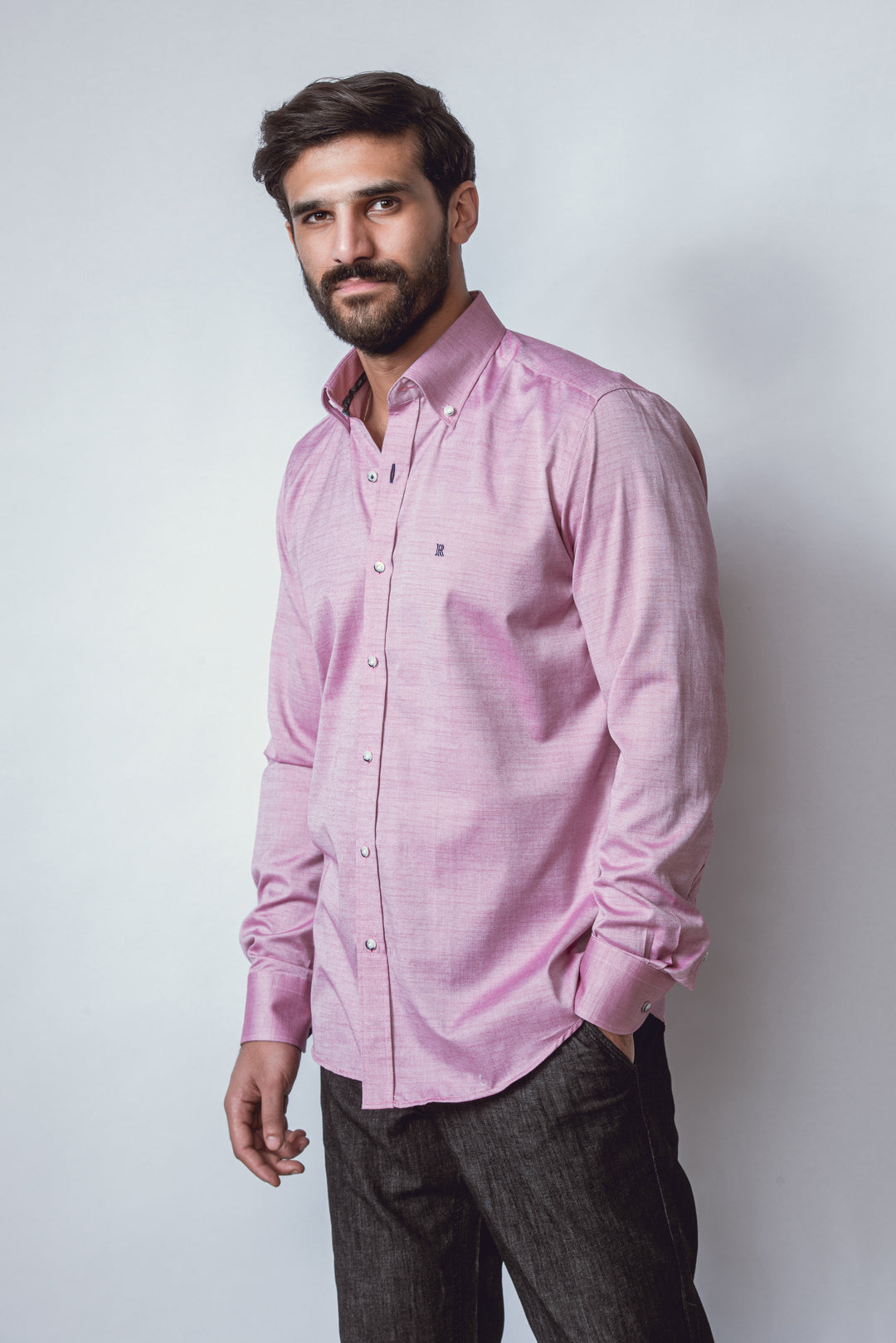 TEXTURED SLIM FIT SLUB COTTON SHIRT