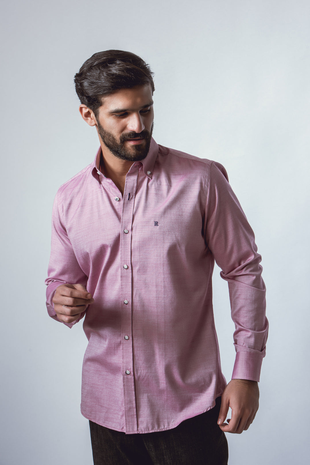 TEXTURED SLIM FIT SLUB COTTON SHIRT