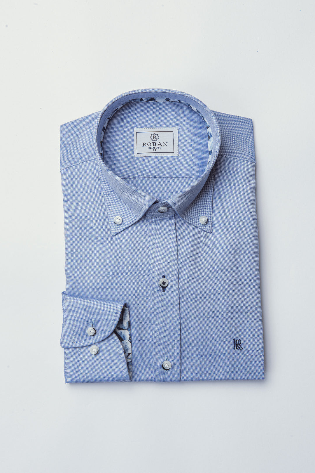 TEXTURED SLIM FIT SLUB COTTON SHIRT