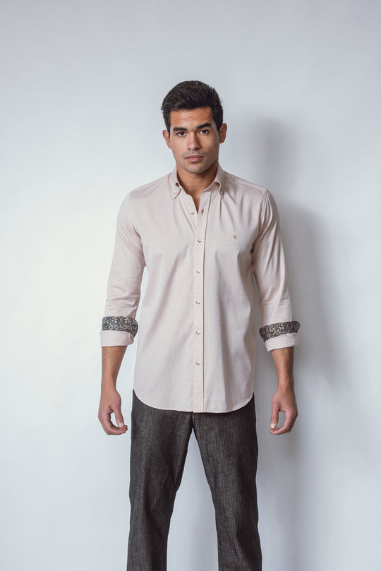 TEXTURED SLIM FIT SLUB COTTON SHIRT