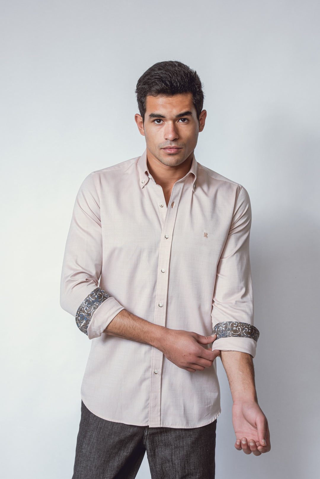 TEXTURED SLIM FIT SLUB COTTON SHIRT