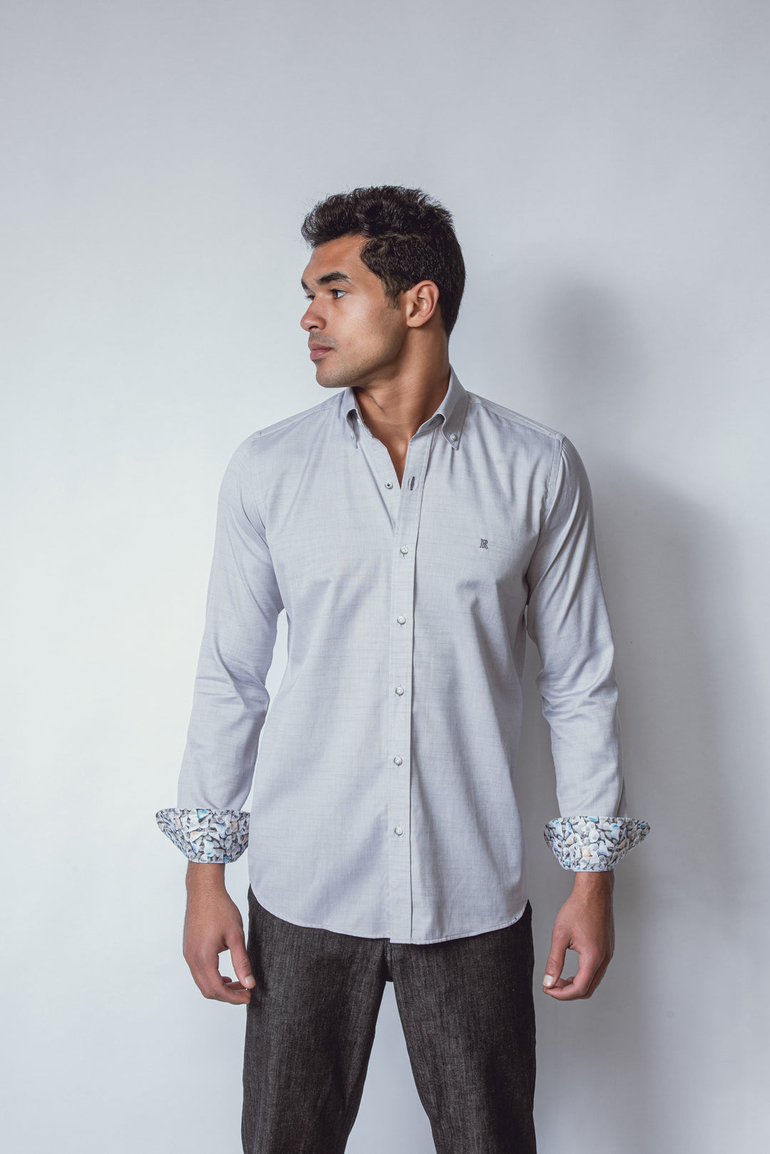 TEXTURED SLIM FIT SLUB COTTON SHIRT