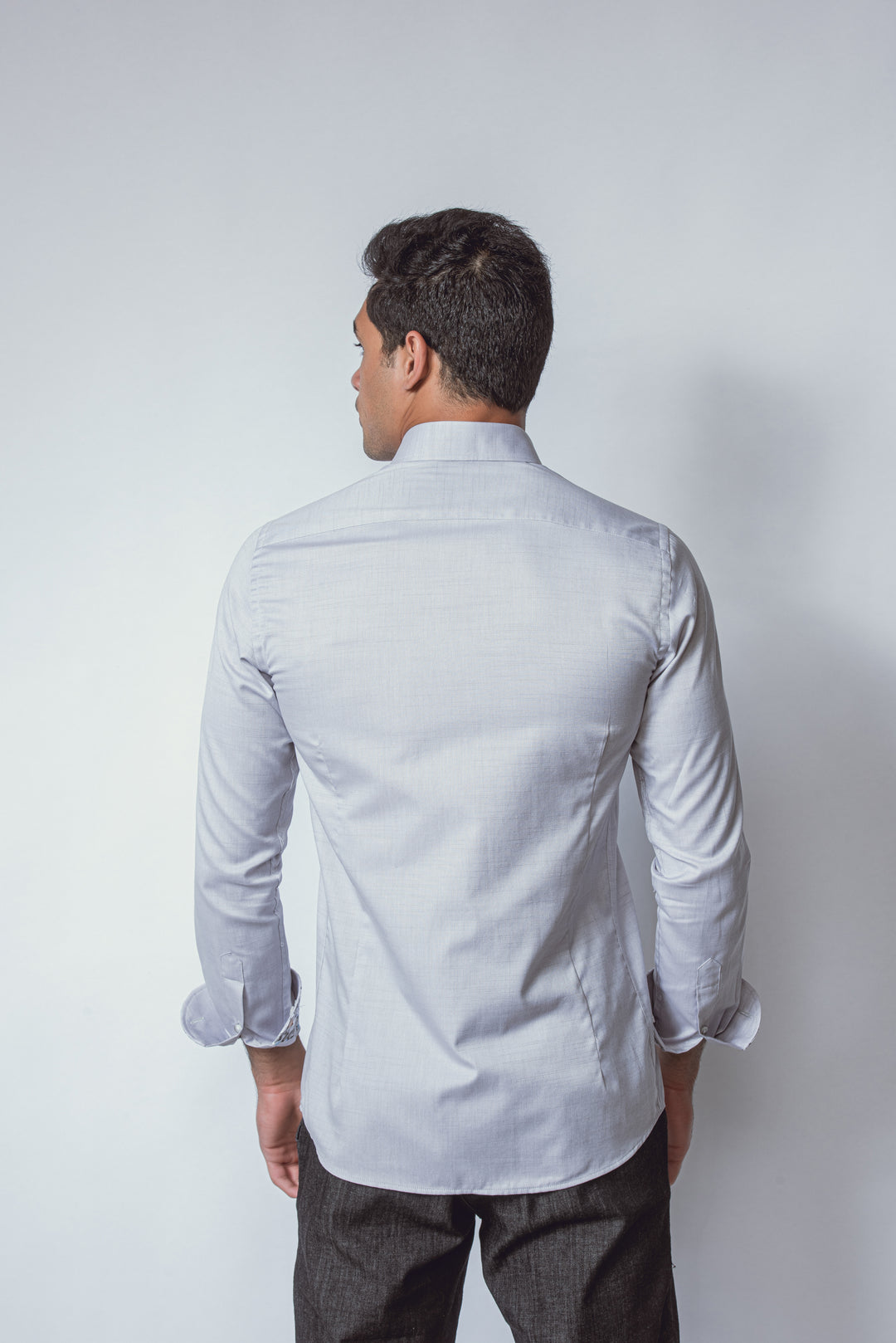 TEXTURED SLIM FIT SLUB COTTON SHIRT