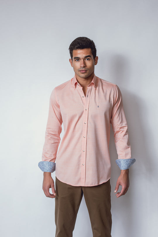 TEXTURED SLIM FIT SLUB COTTON SHIRT