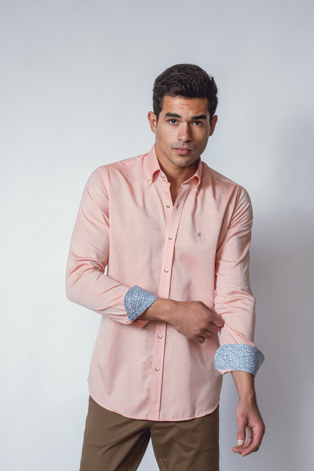 TEXTURED SLIM FIT SLUB COTTON SHIRT