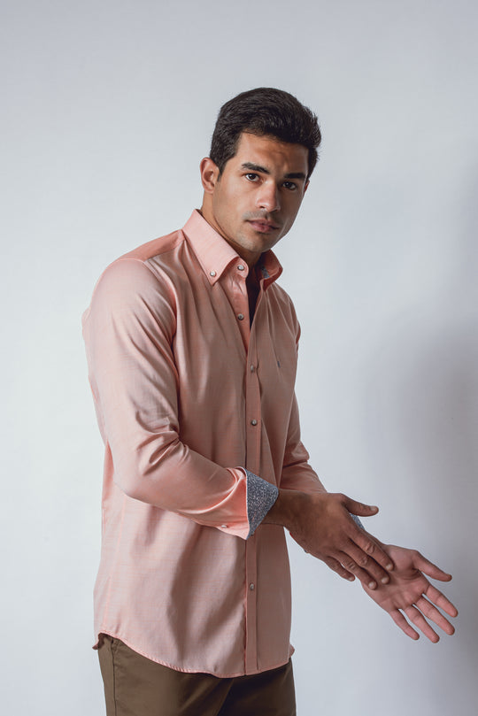 TEXTURED SLIM FIT SLUB COTTON SHIRT