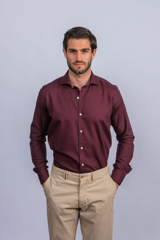 TEXTURED COTTON REGULAR FIT SHIRT