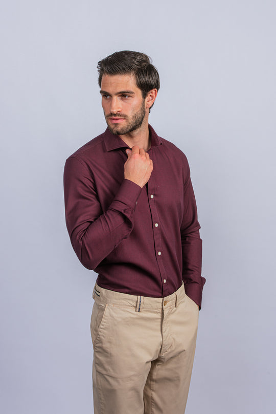 TEXTURED COTTON REGULAR FIT SHIRT