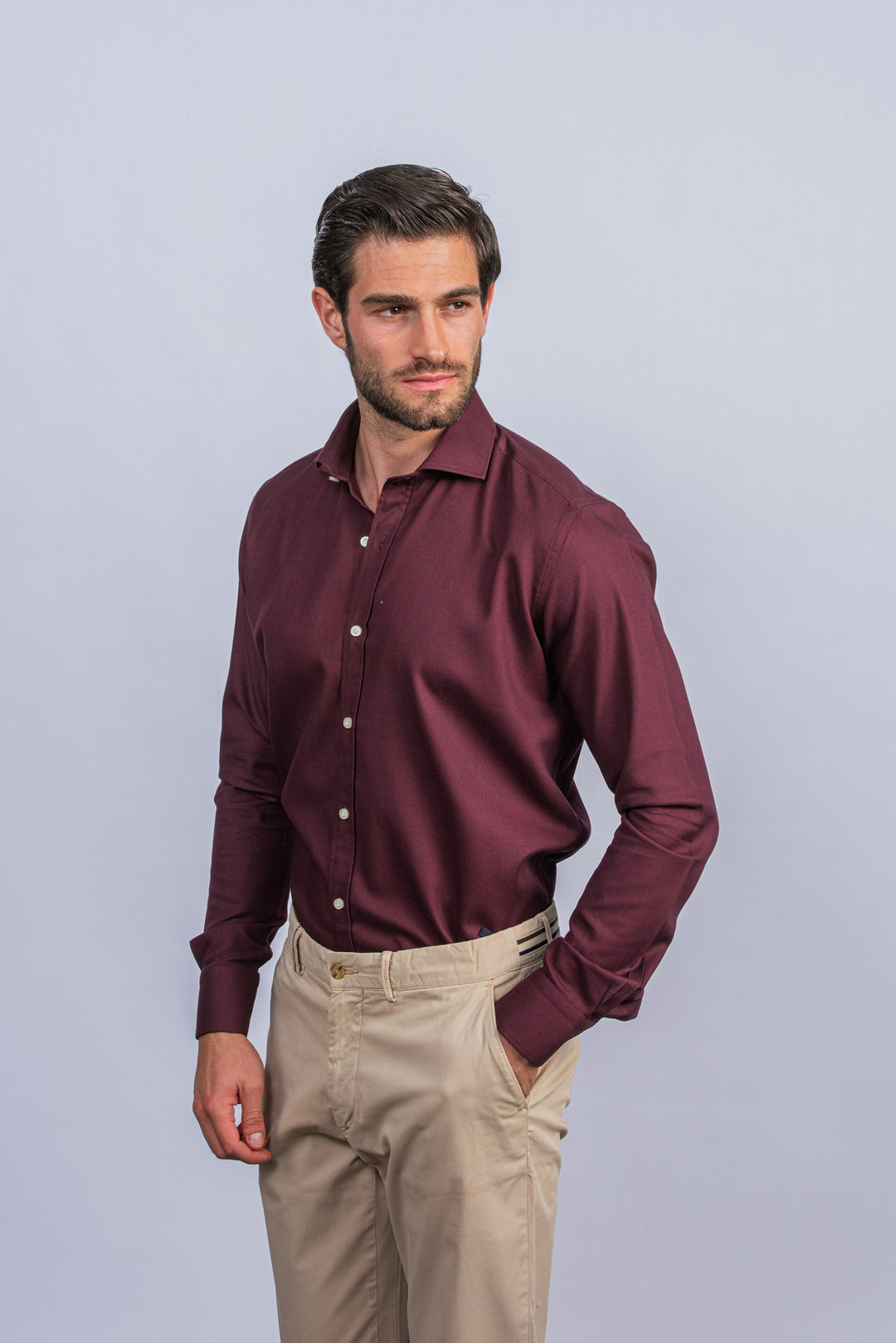 TEXTURED COTTON REGULAR FIT SHIRT