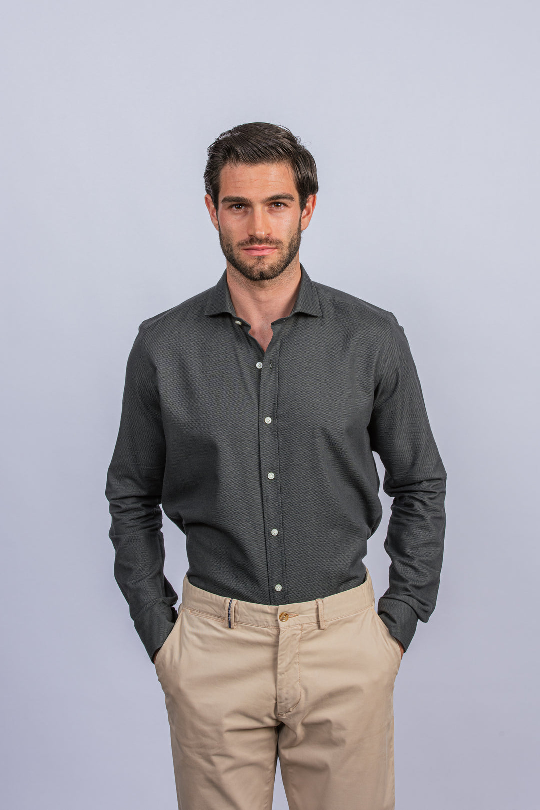 TEXTURED COTTON REGULAR FIT SHIRT