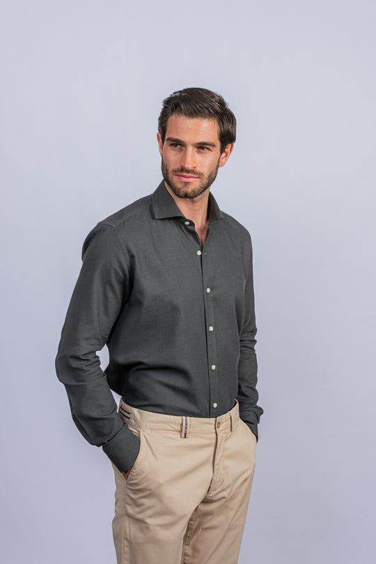 TEXTURED COTTON REGULAR FIT SHIRT