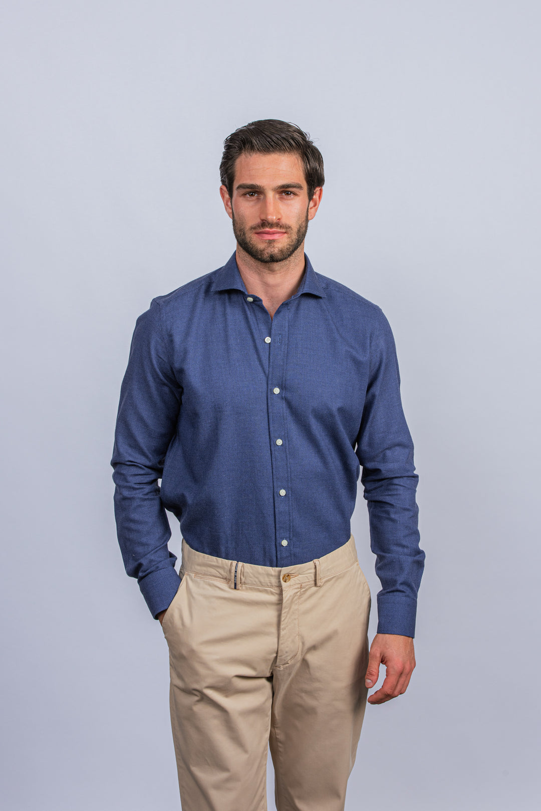 TEXTURED COTTON REGULAR FIT SHIRT