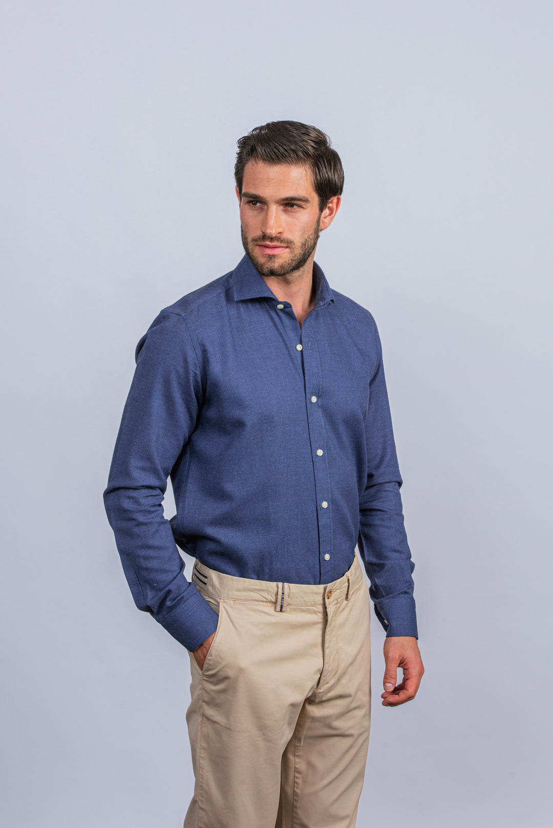 TEXTURED COTTON REGULAR FIT SHIRT